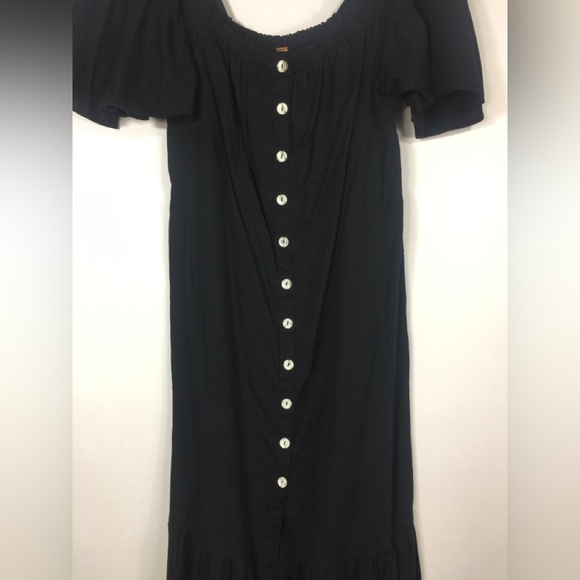 Free People Sweet Sunday Midi Dress Endless Summer Buttondown Black - Picture 4 of 16